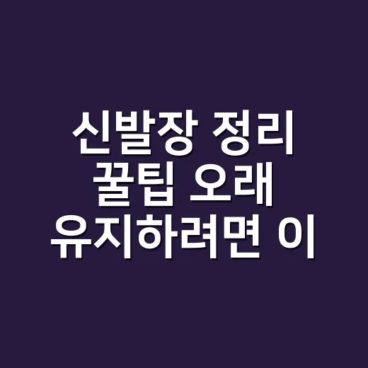 신발장 정리 꿀팁 오래 유지하려면 이렇게 - 요약