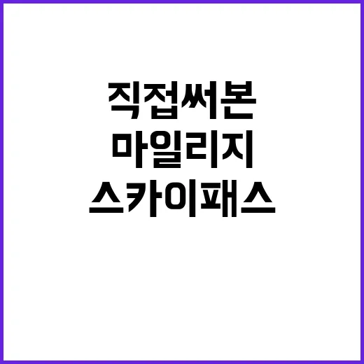 스카이패스마일리지 2만 마일을 붙잡고 직접 써본 현실적인 후기 - 요약