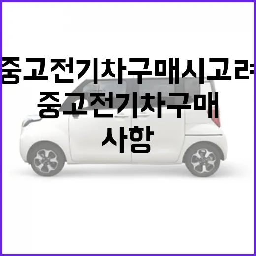 중고 전기차 구매 시 고려해야 할 사항 - 요약