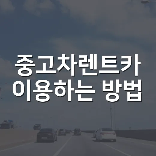 중고차렌트카 이용하는 방법, 계약 전 요금·보험·하이패스까지 확인하는 순서 - 요약
