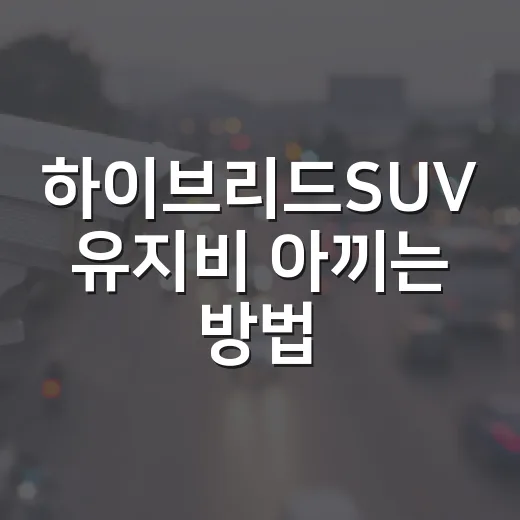 하이브리드SUV 유지비 아끼는 방법, 하이패스·주차·연비까지 이렇게 챙기기 - 요약