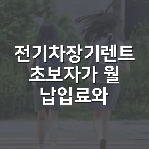 전기차장기렌트 초보자가 월 납입료와 충전비까지 계산하는 방법 - 요약