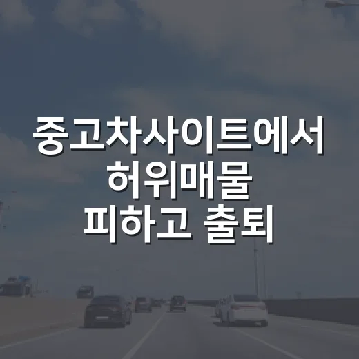 중고차사이트에서 허위매물 피하고 출퇴근용 차 고르는 방법 - 요약