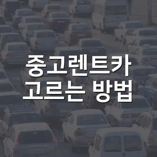 중고렌트카 고르는 방법, 렌트 이력부터 하이패스 정산까지 이렇게 확인하세요 - 요약