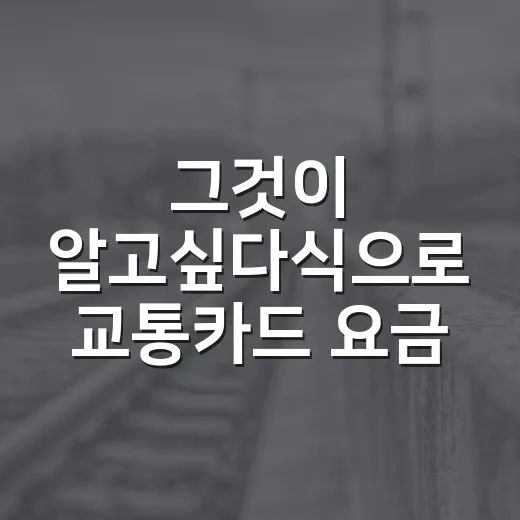 그것이 알고싶다식으로 교통카드 요금 오류 확인하는 방법 - 요약