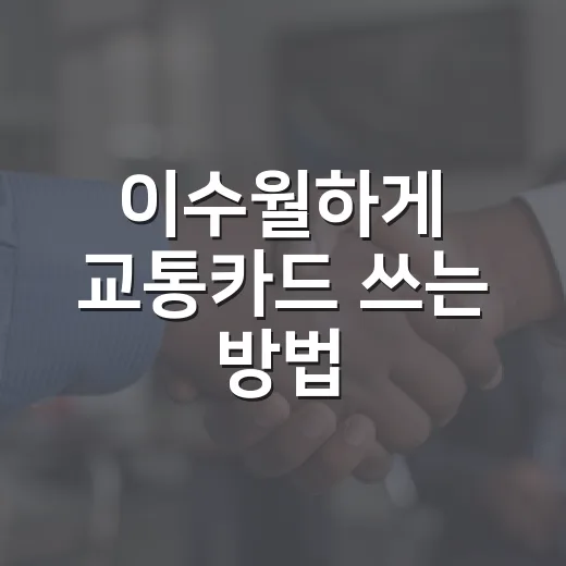 이수월하게 교통카드 쓰는 방법, 환승·조조할인·잔액까지 챙기는 요령 - 요약