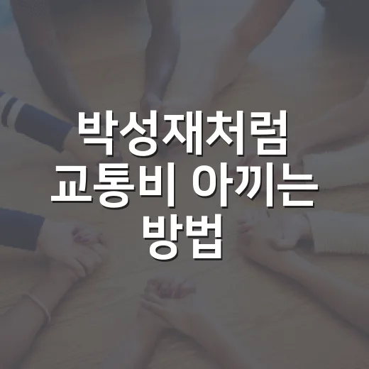 박성재처럼 교통비 아끼는 방법, 환승·하이패스·카드값까지 계산하기 - 요약