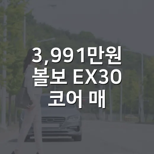 3,991만원 볼보 EX30 코어 매력 제대로 보는 방법 - 요약