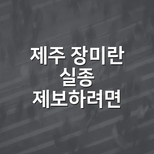 제주 장미란 실종 제보하려면 이렇게 확인하고 움직이는 방법 - 요약