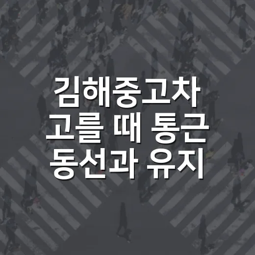 김해중고차 고를 때 통근 동선과 유지비까지 계산하는 방법 - 요약