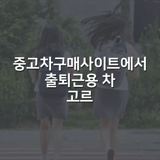 중고차구매사이트에서 출퇴근용 차 고르는 방법 - 요약