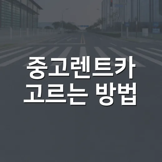 중고렌트카 고르는 방법, 차값보다 통행비까지 이렇게 보세요 - 요약