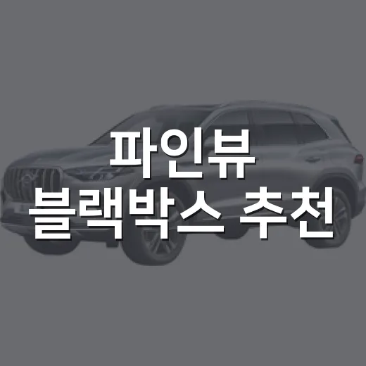파인뷰 블랙박스 추천, 운전 패턴별로 고르는 방법 - 요약