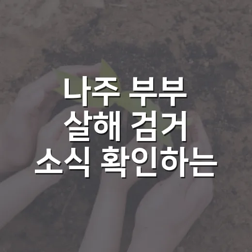 나주 부부 살해 검거 소식 확인하는 방법, 날짜와 혐의부터 차분히 보는 법 - 요약
