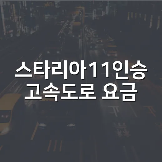 스타리아11인승 고속도로 요금·하이패스·버스전용차로 이용하는 방법 - 요약