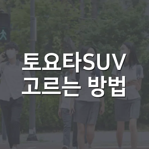 토요타SUV 고르는 방법, 하이패스·주차·환승 동선까지 따져보려면 이렇게 - 요약