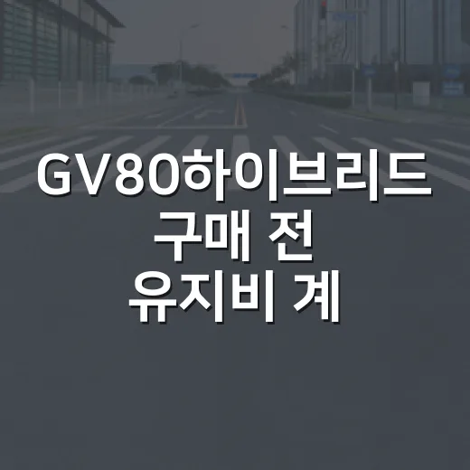 GV80하이브리드 구매 전 유지비 계산하는 방법 - 요약