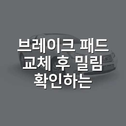 브레이크 패드 교체 후 밀림 확인하는 방법 - 요약