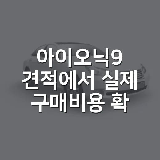 아이오닉9 견적에서 실제 구매비용 확인하는 방법 - 요약