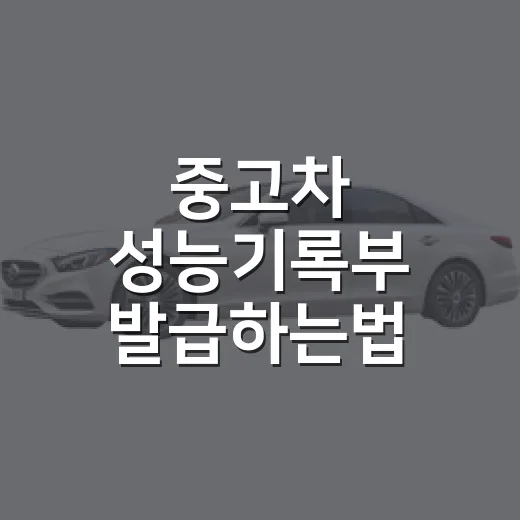중고차 성능기록부 발급하는법 계약 전에 확인하기 - 요약