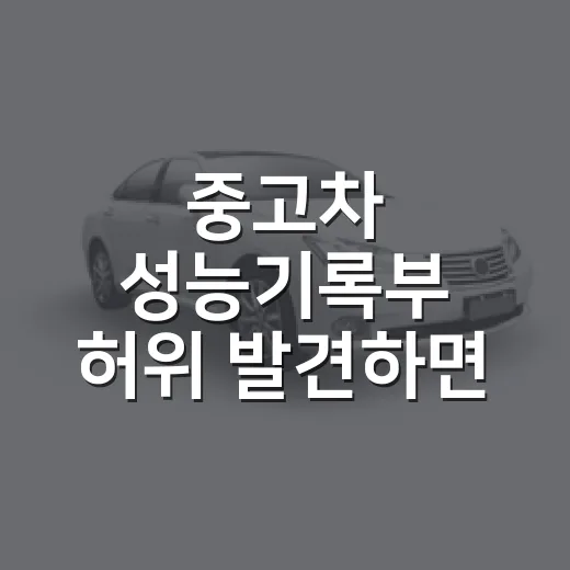 중고차 성능기록부 허위 발견하면 보상받는 방법 - 요약