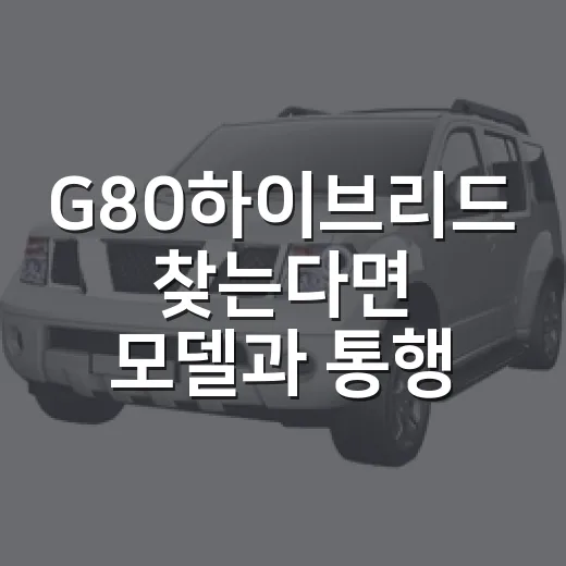 G80하이브리드 찾는다면 모델과 통행료부터 확인하는 방법 - 요약