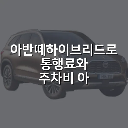 아반떼하이브리드로 통행료와 주차비 아끼는 방법 - 요약