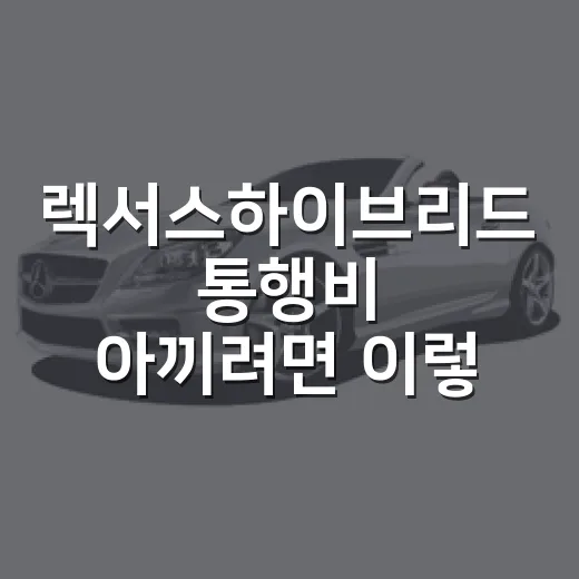 렉서스하이브리드 통행비 아끼려면 이렇게 - 요약