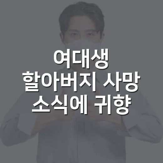 여대생 할아버지 사망 소식에 귀향 교통편 잡는 방법 - 요약