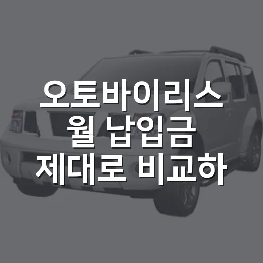 오토바이리스 월 납입금 제대로 비교하는 방법 - 요약