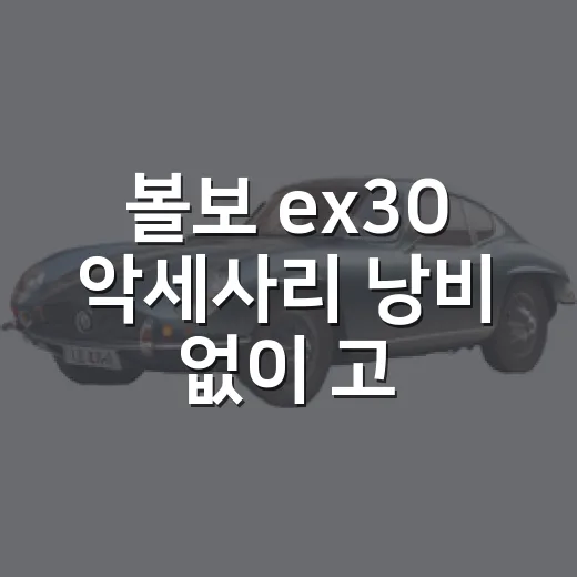 볼보 ex30 악세사리 낭비 없이 고르는 방법 - 요약