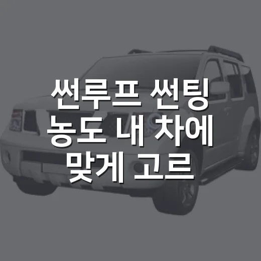 썬루프 썬팅 농도 내 차에 맞게 고르는 방법 - 요약