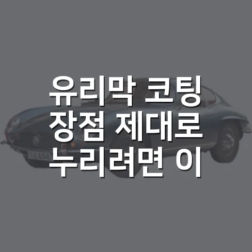 유리막 코팅 장점 제대로 누리려면 이렇게 - 요약