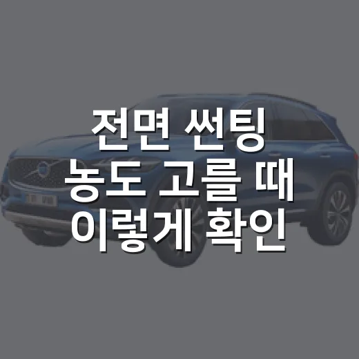 전면 썬팅 농도 고를 때 이렇게 확인하세요 - 요약