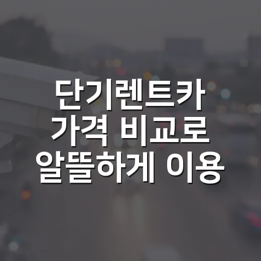 단기렌트카 가격 비교로 알뜰하게 이용하는 방법 - 요약