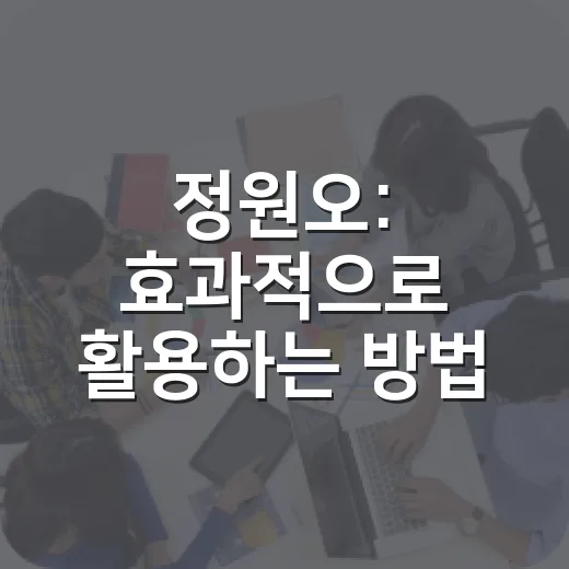 정원오: 효과적으로 활용하는 방법 - 요약