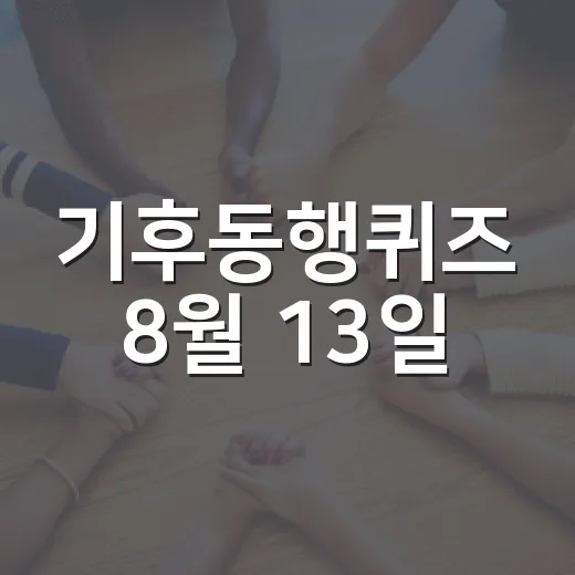 기후동행퀴즈 8월 13일: 참여하고 환경 지식을 넓히는 방법 - 요약