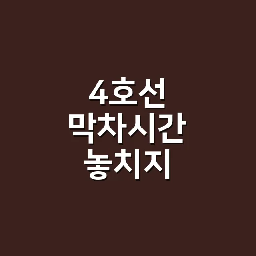 4호선 막차시간 놓치지 않으려면 이렇게 확인하세요 - 요약
