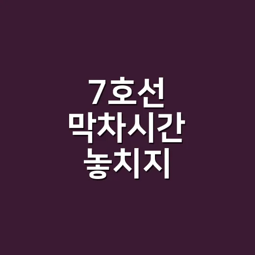 7호선 막차시간 놓치지 않으려면 이렇게 확인하세요 - 요약