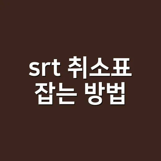 srt 취소표 잡는 방법, 시간대별로 자리가 풀리는 순간을 노리는 법 - 요약