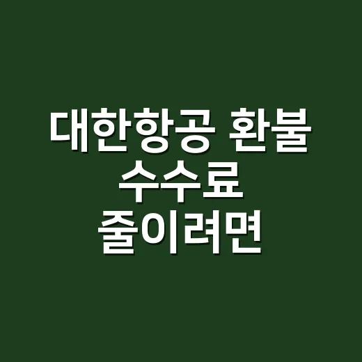 대한항공 환불 수수료 줄이려면 이렇게 확인하는 방법 - 요약