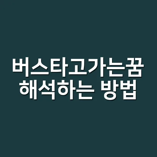 버스타고가는꿈 해석하는 방법, 노선과 좌석까지 보면 의미가 달라집니다 - 요약