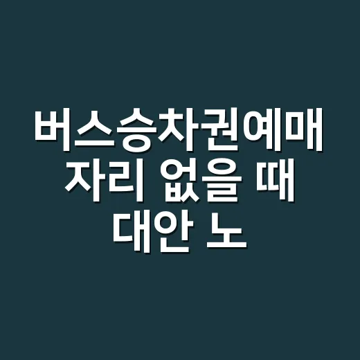 버스승차권예매 자리 없을 때 대안 노선까지 찾는 방법 - 요약