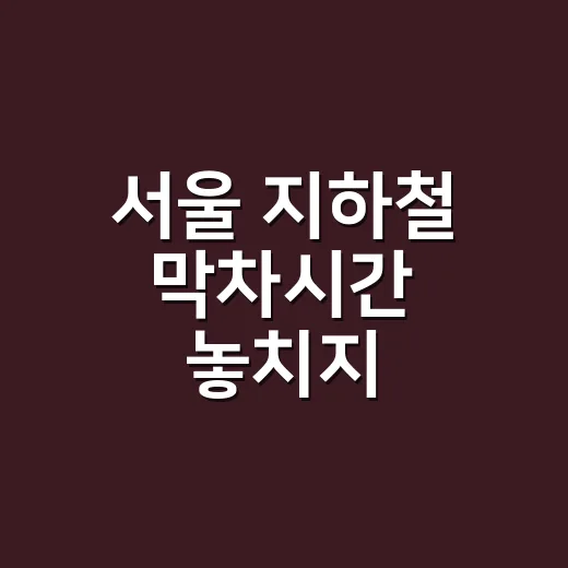 서울 지하철 막차시간 놓치지 않으려면 이렇게 확인하세요 - 요약