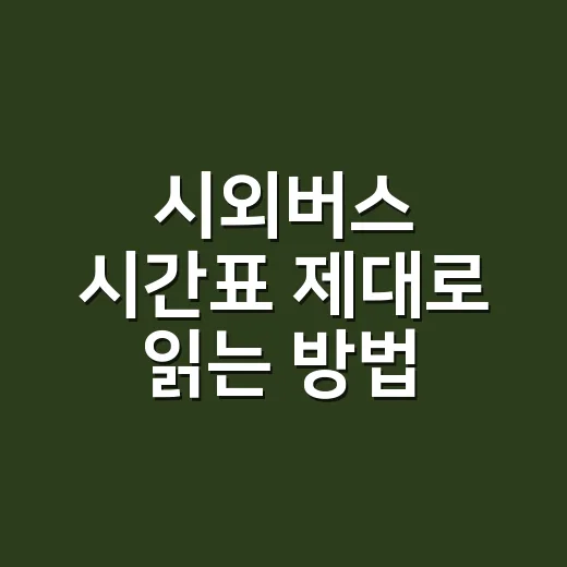 시외버스 시간표 제…