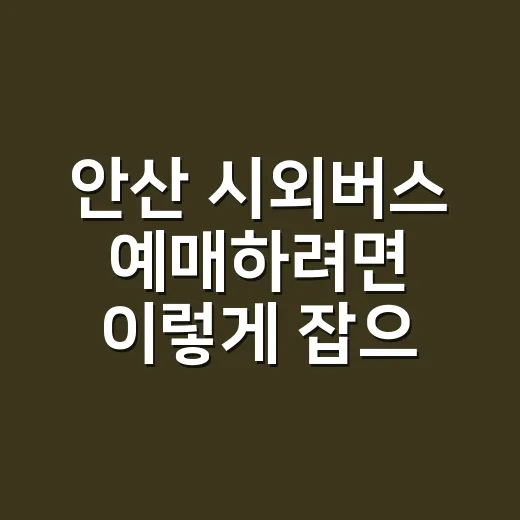 안산 시외버스 예매하려면 이렇게 잡으면 자리 찾기가 쉽습니다 - 요약