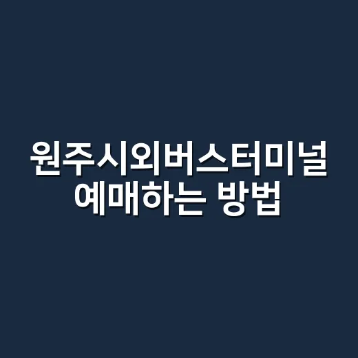 원주시외버스터미널 예매하는 방법, 표 없을 때 대안 노선 찾는 순서 - 요약