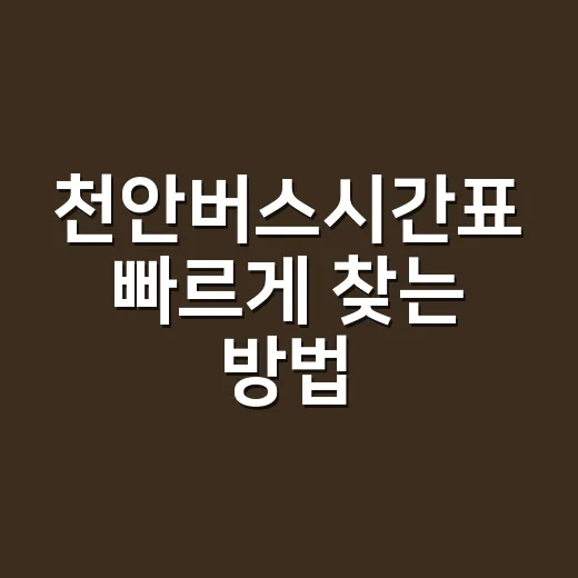 천안버스시간표 빠르게 찾는 방법, 터미널·KTX·경유지까지 같이 보는 법 - 요약