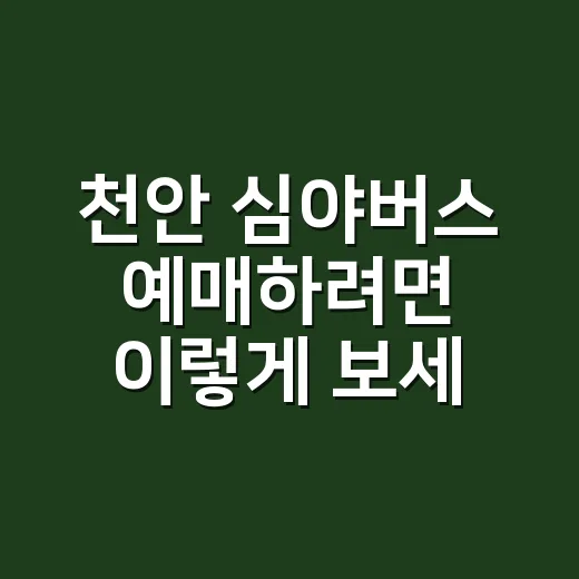 천안 심야버스 예매하려면 이렇게 보세요 - 요약