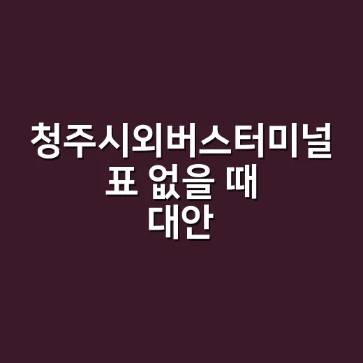 청주시외버스터미널 표 없을 때 대안 시간 찾는 방법 - 요약